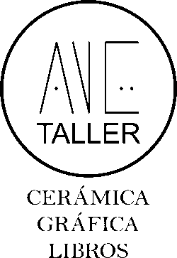 Logo de un taller que incluye las palabras "ANE TALLER" en el centro y abajo las palabras "CERÁMICA", "GRÁFICA" y "LIBROS".